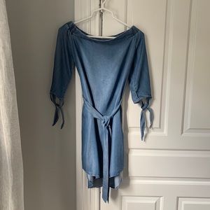 Off the Shoulder Chambray Dress